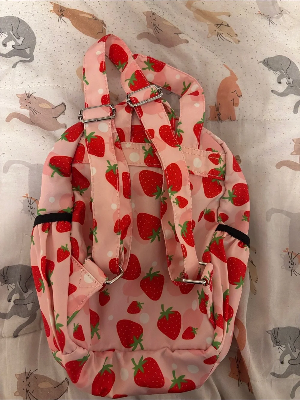 strawberry pink and red mini backpack